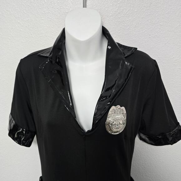 Spirit Adult Dirty Cop Costume Dress w Belt Hat Badge Size XL Stretchy - Picture 5 of 9